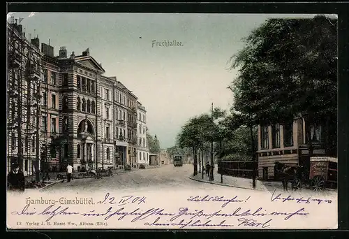 AK Hamburg-Eimsbüttel, Fruchtallee mit Strassenbahn