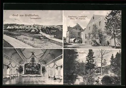 AK Grossbothen, Gasthaus Tonhalle, Inneres Saal, Rausche