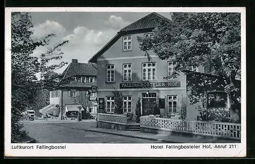 AK Fallingbostel, Hotel Fallingborsteler Hof und Geschäftshaus an der Strassenkreuzung