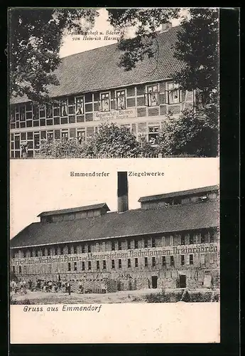 AK Emmendorf, Gasthaus und Bäckerei von Heinrich Harms, Emmendorfer Ziegelwerke