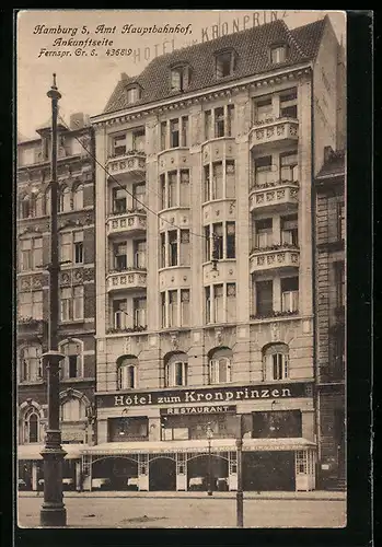 AK Hamburg-Neustadt, Hotel zum Kronprinzen, Ankunftseite