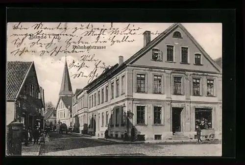 AK Bünde i. W., Partie in der Bahnhofstrasse