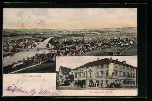 AK Untertürkheim, Gasthaus zur Krone, Ortsansicht