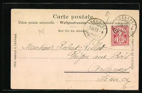 AK Genève, Rue du Montblanc, Strassenpartie mit Strassenbahn