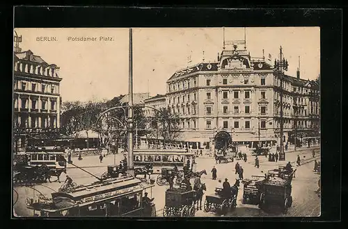 AK Berlin, Potsdamerplatz mit Strassenbahn