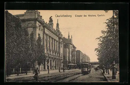 AK Charlottenburg, Theater des Westens in der Kantstrasse mit Strassenbahn