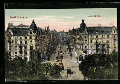 AK Frankfurt, Kaiserstrasse mit Strassenbahn