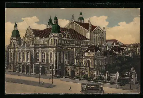 AK Köln a. Rh., Opernhaus mit Strassenbahn