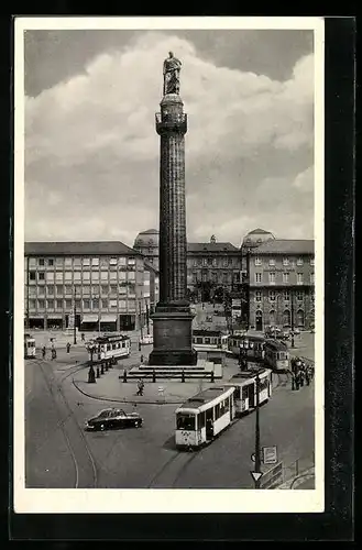 AK Darmstadt, Strassenbahn auf dem Luisenplatz