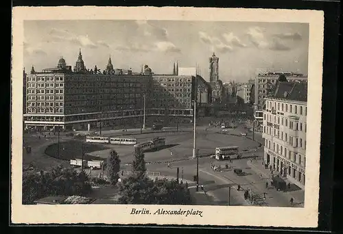 AK Berlin, Alexanderplatz mit Gasthaus und Strassenbahn