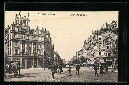 AK Düsseldorf, Graf Adolfstrasse mit Strassenbahn