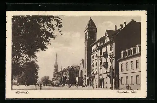 AK Karlsruhe, Durlacher Allee mit Strassenbahn