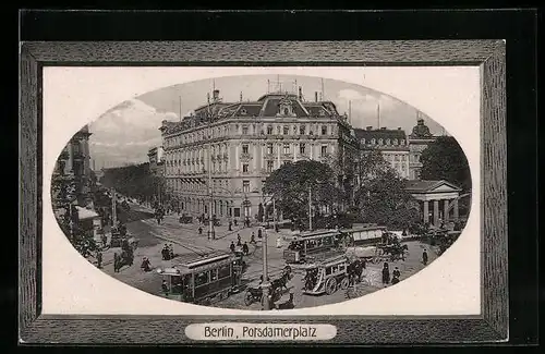 AK Berlin, Potsdamerplatz mit Strassenbahnen von oben