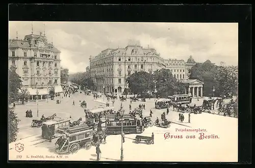 AK Berlin-Tiergarten, Strassenbahn auf dem Potsdamer Platz