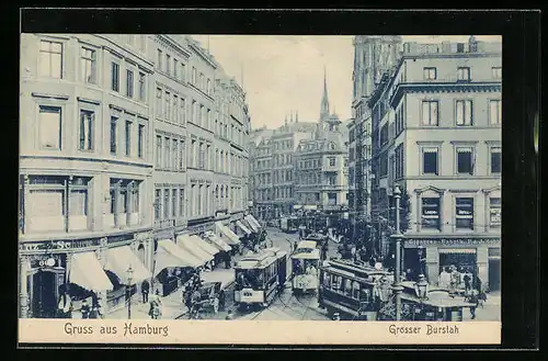 AK Hamburg, Strassenbahnen am Grossen Burstah