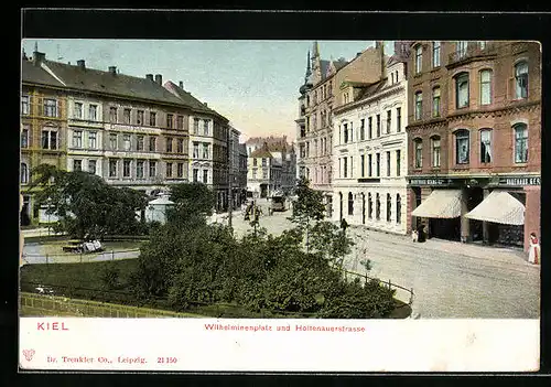 AK Kiel, Wilhelminenplatz und Holtenauerstrasse, Strassenbahn