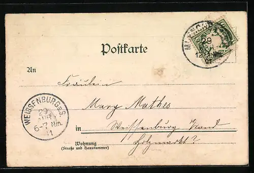 Lithographie München, Strassenbahn auf dem Karlsplatz