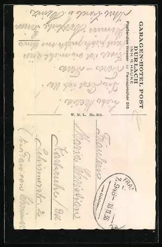 AK Durlach, Rathaus und Marktplatz mit Strassenbahn an der Litfasssäule