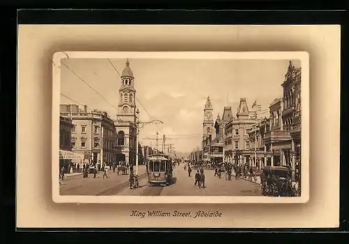 AK Adelaide, King William Street, Strassenbahn