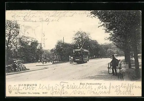 AK Hamburg, Strassenbahn beim Ferdinandsthor