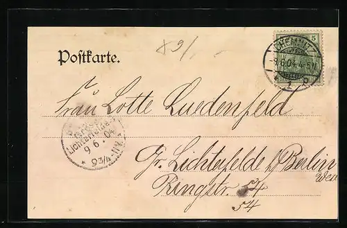 AK Chemnitz, Partie vor dem Hauptbahnhof mit Strassenbahn