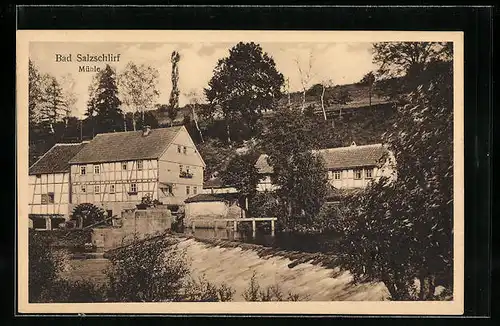 AK Bad Salzschlirf, Mühle und Wehr aus der Vogelschau