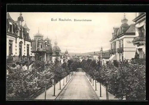 AK Bad Nauheim, Bismarckstrasse mit Villen und Fernblick