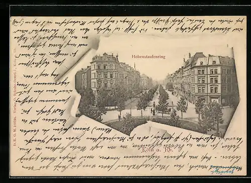 AK Köln-Neustadt, Hohenstaufenring mit Allee und Anlage aus der Vogelschau