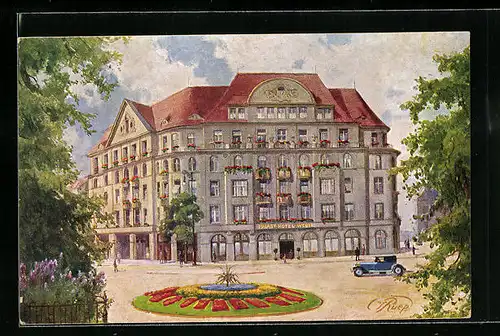 Künstler-AK Dresden, Palasthotel Weber