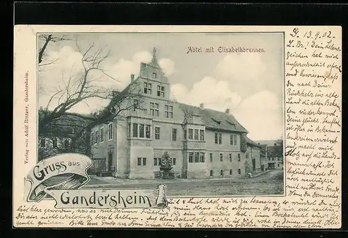 AK Gandersheim, Abtei mit Elisabethbrunnen