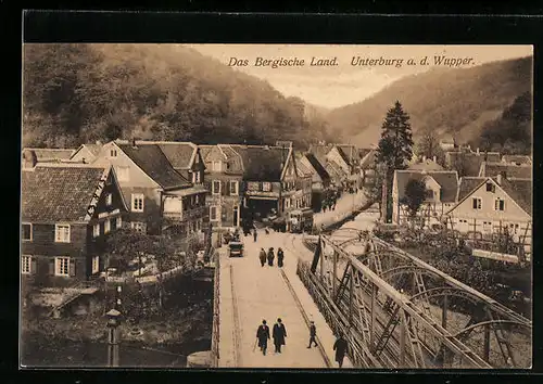 AK Unterburg a. d. Wupper, Teilansicht mit Brücke