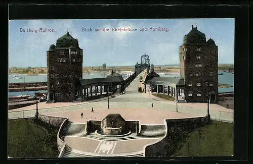 AK Duisburg-Ruhrort, Rheinbrücke und Homberg