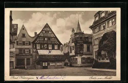 AK Bad Kissingen, Partie am Markt mit Gasthäusern und Hotel