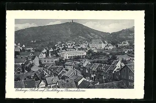 AK Eschwege, Ortsansicht mit Leuchtberg und Bismarckturm