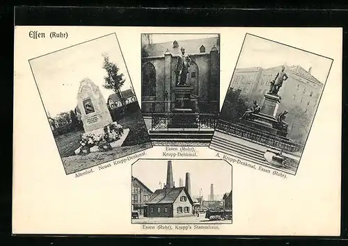 AK Essen /Ruhr, Krupp-Stammhaus und -Denkmäler