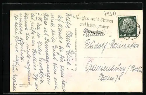 AK Krefeld, Ortspartie mit Burg Linn