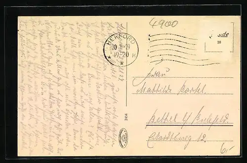 AK Herford, Rathausplatz mit Münsterkirche