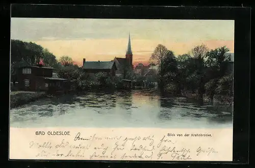 AK Bad Oldesloe, Uferpartie mit Kirche von der Krahnbrücke aus