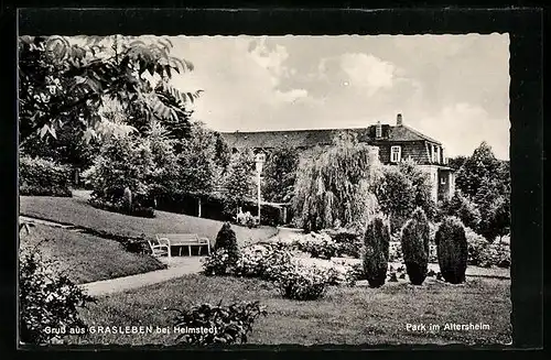 AK Grasleben bei Helmstedt, Park im Altersheim