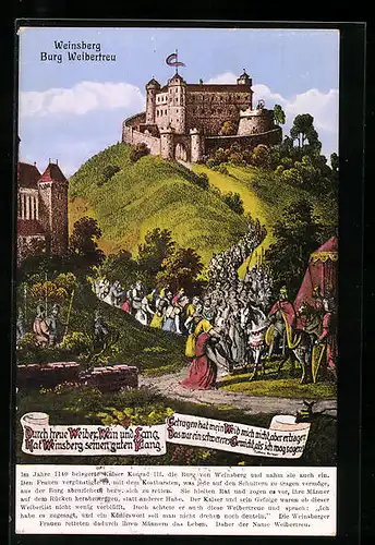 AK Weinsberg, Burg Weibertreu mit historischer Szene