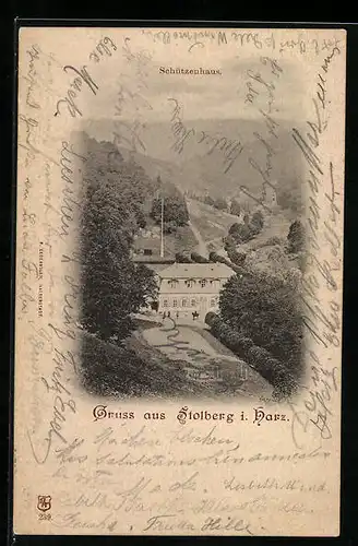 AK Stolberg i. Harz, Schützenhaus aus der Vogelschau