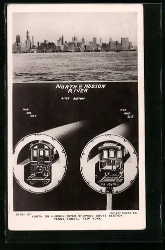 AK Die U-Bahn-Röhren unter dem Hudson River New York