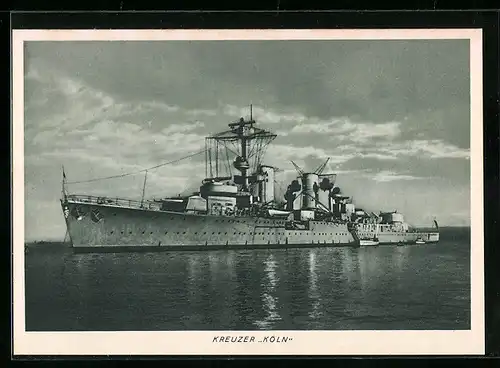 AK Kreuzer Köln vor Anker, Kriegsmarine