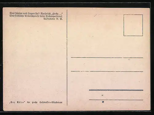 AK Bodenpersonal der Luftwaffe beim Musizieren während der Arbeitspause