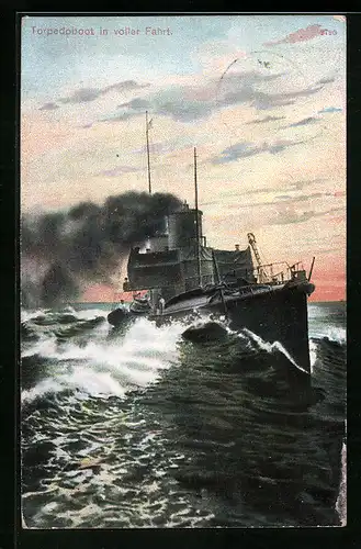 AK Torpedoboot in voller Fahrt