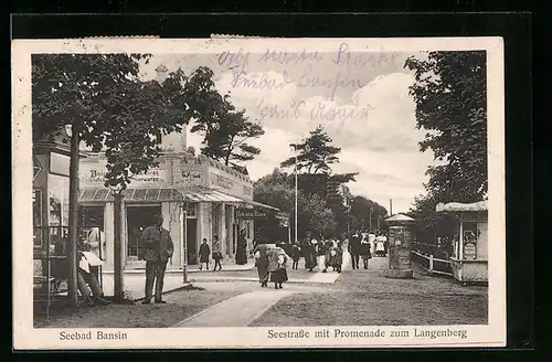 AK Bansin, Seestrasse mit Promenade zum Langenberg