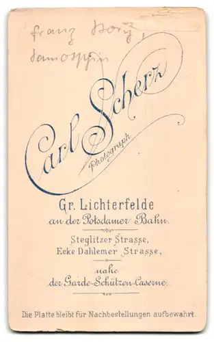 Fotografie Carl Scherz, Gross Lichterfelde, Herr Franz Storz mit Vollbart