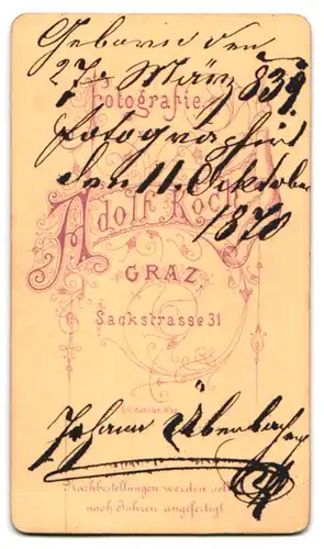 Fotografie Adolf Koch, Graz, Herr Johann Überbach, 1870