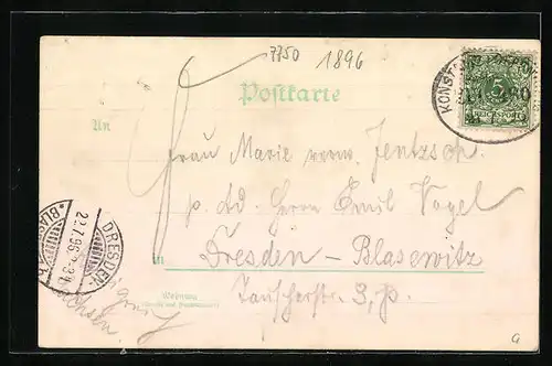 Lithographie Konstanz, Totalansicht, Conciliumsgebäude