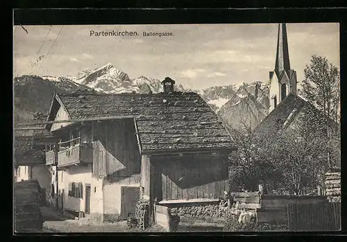 AK Partenkirchen, Ballengasse mit Blick zur Kirche